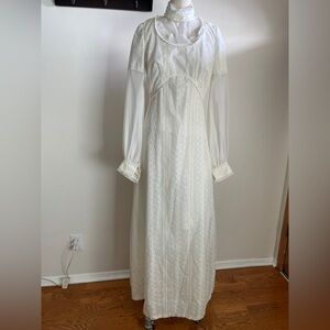 Vintage White Prairie Dress Long Boho style handmade dress